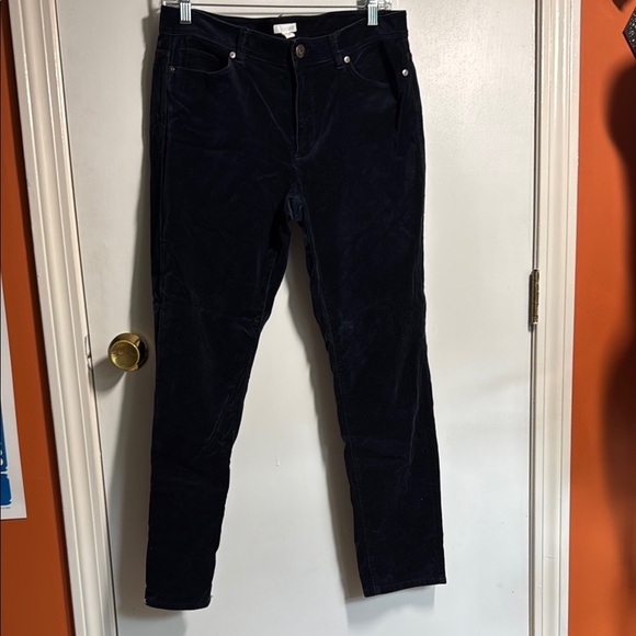 J. Jill Blue Velvet Ankle Cropped Pants Slim Fit - Picture 1 of 5